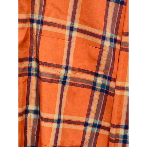 Haggar Forever New Mens L/G Orange Plaid Button-Up Shirt Fade-Resistant Wrinkle - Picture 3 of 13